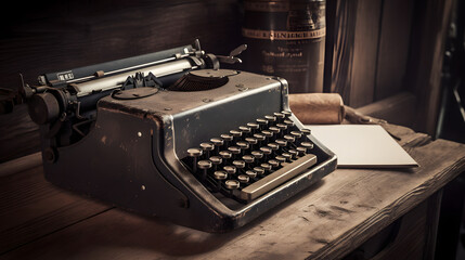 Vintage Typewriter Close-Up: Capturing the Charm of Old-School Writing, generative AI