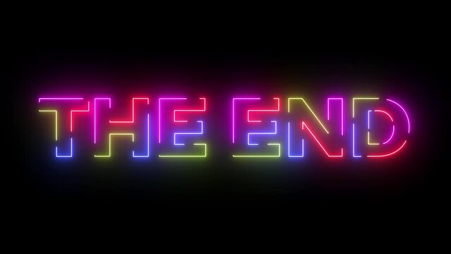 The end colored text. Laser vintage effect. Infinite loopable