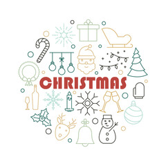 Christmas Icons Circle Shape Background Vector Design.