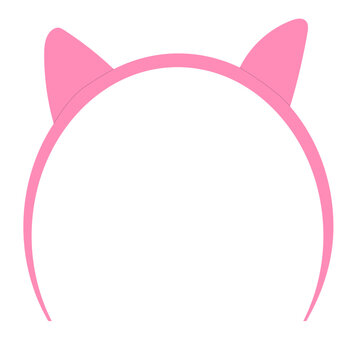 pink headband with ears in a cartoon flat style