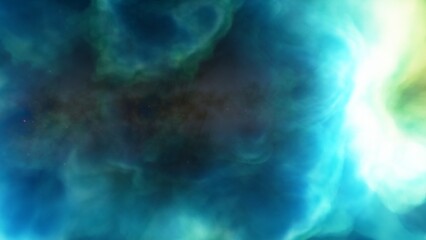 nebula gas cloud in deep outer space, science fiction illustration, colorful space background with stars 3d render
