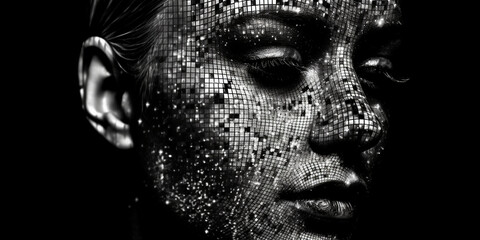 Frauen Gesicht in Matrix Form, ai generativ