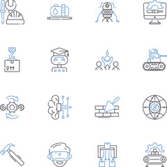Biotechnology line icons collection. Genetic Engineering, Cloning, Gene Therapy, Microbiology, Fermentation, Biofuels, Nanotechnology vector and linear illustration. Synthetic Biology,Bioprocessing