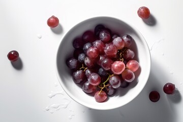 Fresh grapes in a white bowl. Ingredients for juice, salad, dishes, cuisine.