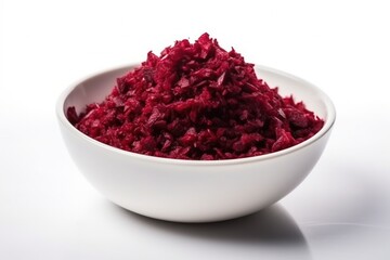 Obraz na płótnie Canvas Grated beet in a white bol. Ingredients for juice, salad, dishes, cuisine.