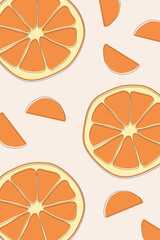 Orange Vintage Look - Vector Line Art - Food Illustration	