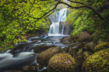 Woodland Waterfall in Spring, Falls of Rha, Isle of Skye