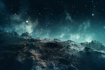 An abstract background illustration of a night sky resembling the universe, with stars and galaxy. Imagery is abstract and surreal. Generative AI