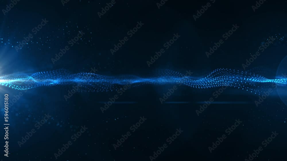 Wall mural particle background animation, futuristic mysterious flowing digital particles wave de-focus virtual