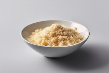 Parmesan in a white bowl. Ingredients for juice, salad, dishes, cuisine.
