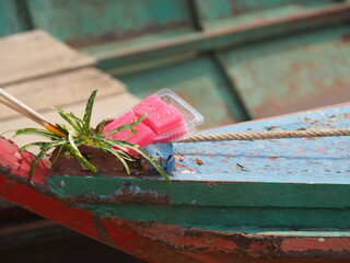Thai traditional belief. Mae Ya Nang, guardian goddess of boats, worshipping.