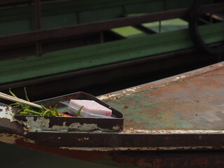 Thai traditional belief. Mae Ya Nang, guardian goddess of boats, worshipping.