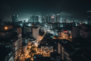 Fototapeta na wymiar Nighttime cityscape. Generative AI