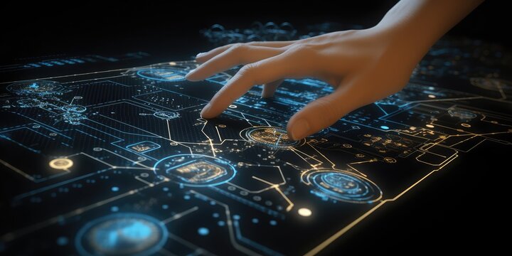 hand touching on process diagram diagram Generative AI
