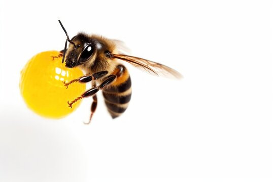 Bumble Bee Basketball Player Playing Basketball Isolated On Blank Background Generative AI