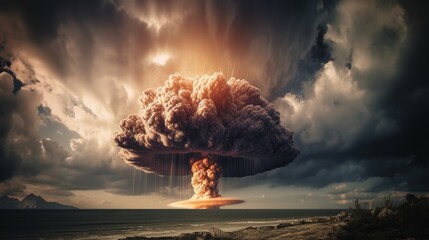 Nuclear bomb explosion in the ocean. Generative AI