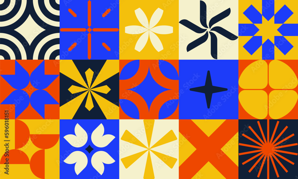 Fototapete abstract geometry minimalistic pattern with simple shape and figure, colorful decorative composition