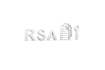 RSA concept white background 3d render illustration