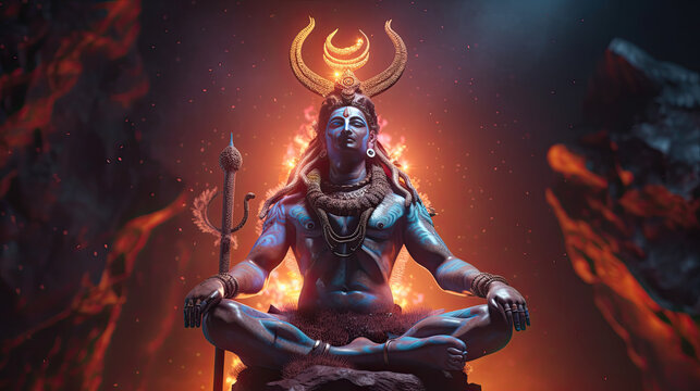 lord shiva meditating created with generative ai