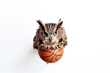 Owl Basketball Superstar Playing Basketball Isolated On White Background Generative AI