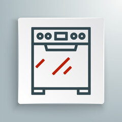 Line Oven icon isolated on white background. Stove gas oven sign. Colorful outline concept. Vector