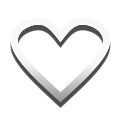 love icon, hearts shape icon with shadow