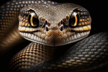 Fototapeta premium A close up of a snake with yellow eyes, created with Generative Ai Technology