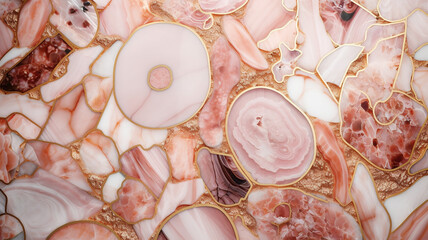 pink and black marble mosaic with golden veins, japanese kintsugi technique, fake painted artificial stone texture, marbled wallpaper. Generative AI