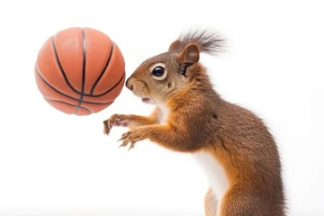 Squirrel Basketball Player Playing Basketball With Copyspace Generative AI