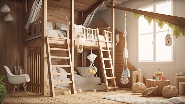children's room interior in the tree house