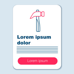Line Hammer icon isolated on grey background. Tool for repair. Colorful outline concept. Vector