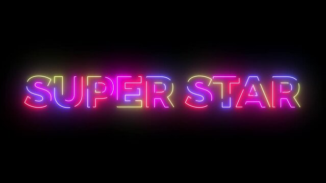 Super star colored text. Laser vintage effect. Infinite loopable