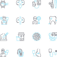 Kin wellness linear icons set. Movement, Balance, Strength, Flexibility, Connection, Mindfulness, Relaxation line vector and concept signs. Serenity,Harmony,Breathing outline illustrations