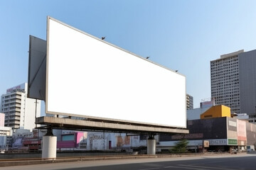 Fototapeta na wymiar Banner billboard mockup for advertising in city useful for design.AI Generative