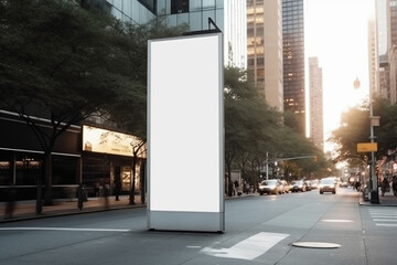 Banner billboard mockup for advertising in city useful for design. AI Generative