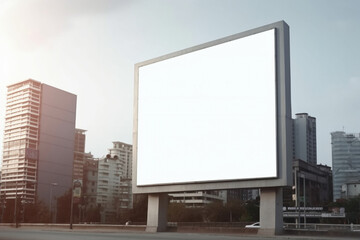 Obraz premium Banner billboard mockup for advertising in city useful for design.AI Generative