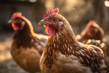 Chickens on the farm. generative AI