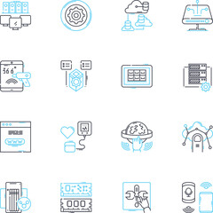 Cyber security linear icons set. Encryption, Firewall, Malware, Breach, Passwords, Cybercrime, Phishing line vector and concept signs. Cyberattack,Privacy,Viruses outline illustrations