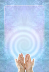 Vortex Healing Course Certicate Diploma Award Background - Female open palm hands against a baby...