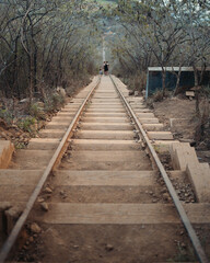 Looking down the railroad steps at Koko Head Crater Hike on Oahu, Hawaii