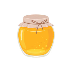 Jar of honey. Vector flat cartoon illustration.