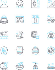 Cuisine linear icons set. Flavorful, Savory, Spicy, Sweet, Tangy, Zesty, Appetizing line vector and concept signs. Tasty,Mouthwatering,Delicious outline illustrations