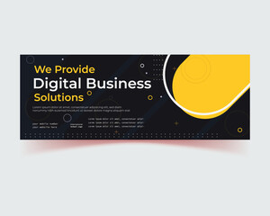 we are digital marketing solution banner design, webinar vector design, social media banner design, post, cover, education banner, sale post, Creative Business Marketing Social Media Cover Template