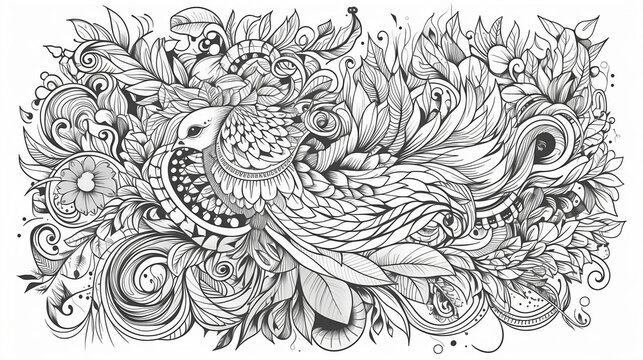 Coloring book antistress for adults. Illustration isolated on white background. Zentangle, generative AI