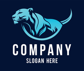 Lion body company logotype line art eps vector art image illustration. Lioness business logo design and brand identity graphic.