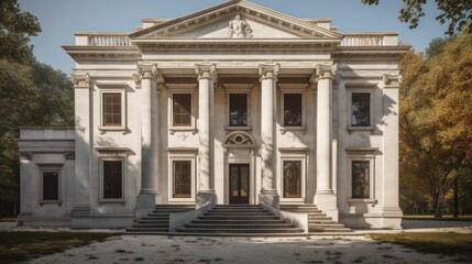 Palladian exterior house design in daytime golden hour ai