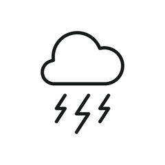 Cloud vector icon. Storm flat sign design. Lightning cloud vector icon. Weather symbol pictogram. UX UI icon