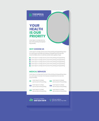 Creative Concept Medical Health Care rack card or DL Flyer or banner layout.