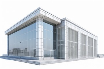 Modern banking building isolated on white background. Generative ai.