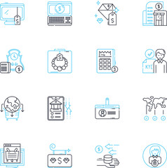 Product launch linear icons set. Debut, Introduction, Brand-new, Innovation, Release, Kickoff, Premiere line vector and concept signs. Unveil,Launching,Debutante outline illustrations